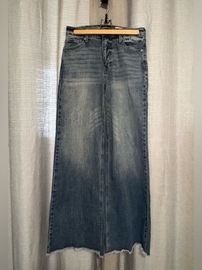 BCBGeneration Distressed Wide-Leg Washed Denim Jeans - Blue (VR)